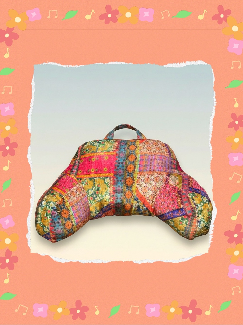 NATURAL LIFE  Cozy Backrest Pillow–Folk Flower • Like New - Picture 2 of 5